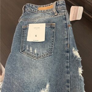 Cello Women's Light Blue Ripped Boyfriend Jean Shorts